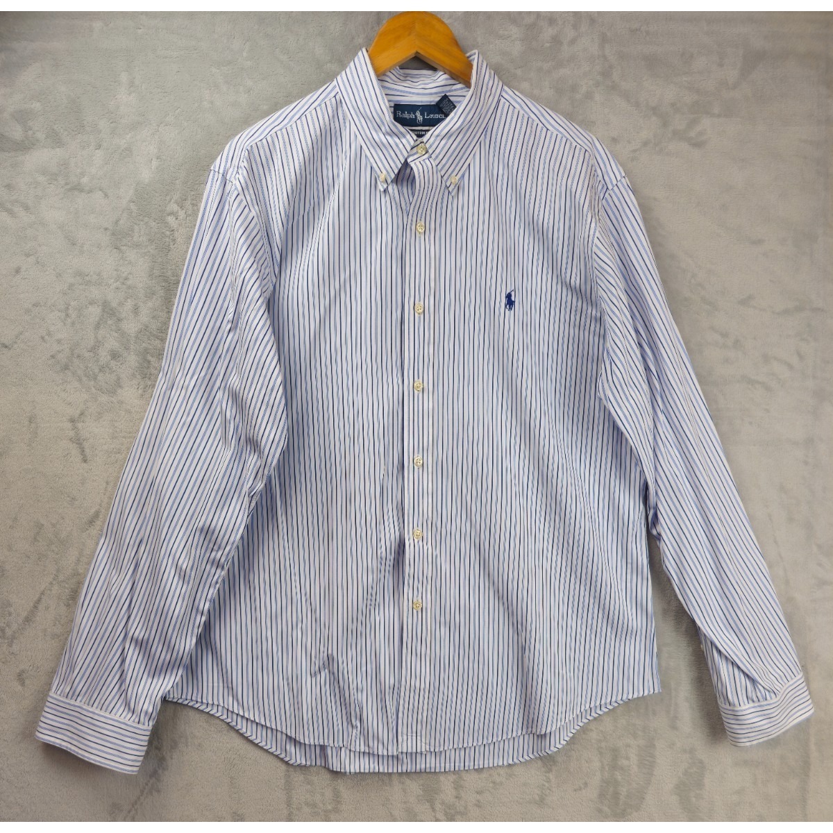 Polo Ralph Lauren Shirt Men Xl Button Up Retro Blue White Striped Preppy Casual